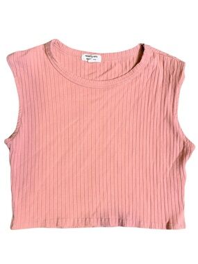 Heart & Hips Medium Ribbed Crewneck Crop Tank - Dusty Pink